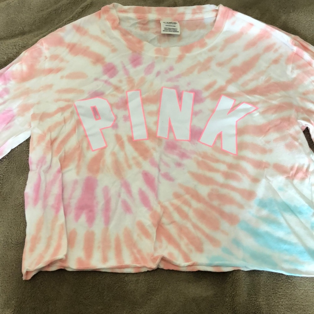 Long sleeve PINK  TIE-dye crop top